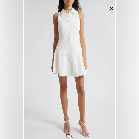 NWT Cinq à Sept Poppy Sleeveless Stretch Twill Shirtdress. Ivory. Size 6